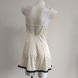 Fongt Style Collar Wave Point Sling Dress Woman 2025 New Summer High-End Feeling Waist-Back Sling Bow Skirt