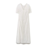 Spring Style Hollowed-Out Embroidered V-Collar Fashion Dress 2922274-Outfit