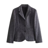 Fongt Elegant Retro-Blend Minimalist Suit High Waist Half-Dress