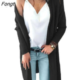 Jacket Autumn and Winter New Double Pocket Medium Length Knitted Cardigan Sweater Women Cardigan Women Knitted
