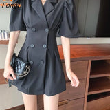 SkirtSet Women 2023 Summer New Style Bubble Short Sleeve Loose Temperament Suit Skirt Set Blazer and Skirt Set Skirt