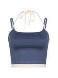 Blue Contrast Color Mock Two Piece