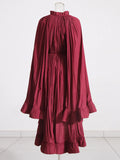 Spring 2025 New Fashion Temperament 100 Folded Waist Design Feel Lotle Side Cape Long Dress Dress