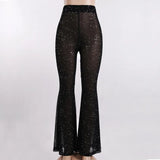 Fongt High-Rise Mesh Sexy Perspective Drilled Trousers Women In Hot Girls Straight