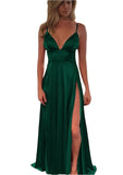 Fongt Forging Slings Deep V-Neck Bareback Official Picture Solid Color Open Forked Mid-Rise Long Skirt Temperament Commuting Women's