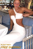 Pleated Backless Sexy Maxi Dresses for Women 2023 Summer One Shoulder Bodycon Long Dress Elegant Party Evening y2k