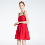New-Coming Summer Solid Knee-Length Spaghetti Strap Strapless Dresses High Street Empire Style Party Holiday