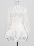 Small Fragrant Fish Bone To Collect Waist Thin Chiffon Short Dress 2025 New Flower Lotus Leaf Side Design Short Dress