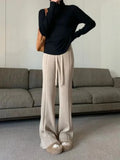 Flared Pants for Women Casual Fashion Thickened Warm White Pants Cashmere Solid Loose Autumn/Winter New Woman