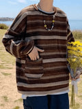Men's Pocket Striped Knit Sweater-Outfit
