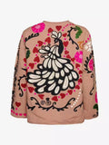 Fongt Women's Clothing 2025 New Pink Casual Wind Flowers Long-Sleeved Blouse Single-D Row V-Neck Jacket Woman