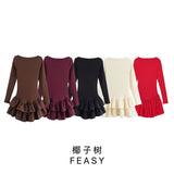 Fongt Explosion Women's New Multi-Color Hem Pressure Fold Design Dress
