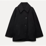 Fongt Women's Explosive Single-Dbutton Clasp-Butled Loose Wool Jacket Jacket