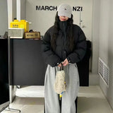 Vintage Down Bread Clothes Female 2024 Winter Design Feel Double Zipper Trend Advanced Feel White Duck Down Coat-Outfit