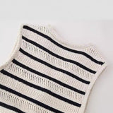 New Striped V-Collar Button For Casual Knitted Vest 3991045-Outfit