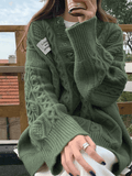 Oversized V Neck Cable Knit Sweater-Outfit