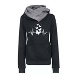 Hoodie Sweatshirts Winter Fashion Butterfly Embroidery Long Sleeve Plus Size Ladies Pullovers Warm Pocket Hooded