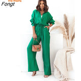 Summer New Women's Suit Loose Solid Color Long Sleeve Shirt Leisure Wide Leg Pants Two Piece Suit Women Women's