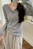 Is A Unique Korean Style Lazy Style Thin Long-Sleeved Striped T-Shirt, A New Slim Blouse For Women In Early