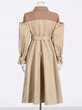 Temperament British Windwear Woman 2025 Summer New Splicing Color Design Fake Two Suit Collar Coat
