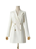 Women‘s Suit Jacket Spring Fashion Chic Double Breasted Slim Suits with Belt Vintage Office Blazer for Women Elegant 2023-Outfit