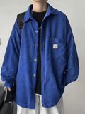 Men's Corduroy Loose Button-Down Shirt-Outfit