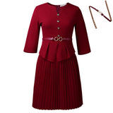 Fongt Women's 2025 New Seven-Sleeve Fashion Elegant Folding Dress
