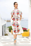 Fongt Women's New Printed Dress Elegant T-Shirt With Flip-Flops 8056