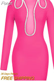 2023 New Fall Ladies Sexy Long Sleeve Turtleneck Crystal Diamond Black Tight Bandage Dress Elegant Celebrity Party