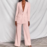 Women's Formal Office 2PCS Sets Solid Blazer Suits and Pants Sets Slim Fit Women's Pants Suits Sets Temperament