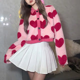 Fongt Autumn And Winter Women's New Fashion Heart Design Sense Loose Single Breasted Short Woolen Coat-Outfit