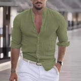 Fongt New Men's Summer Shirt Beach Shirts Long Sleeves Solid Hawaiian Holiday