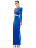 Women's Slanted Shoulder Long-Sleeved Velvet Fashion Sexy Body Fork Sexy Bag Hip