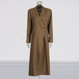 Temperament Commuting Wind Irregular Coat 2025 Summer New Personality Splicing Tie Deconstruction Design Long Windwear
