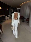 Fongt 2025 Autumn And Winter New Solid Color Back Hollow Slimming High-End Design Blazer Woman