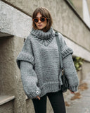 Fongt New Sweater Knitted Shirt Women's Fluffy Long-Sleeved Turtleneck Sweater