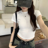 Spice Girl Shoulder Short-Sleeved T-Shirt A New Summer Style Short Blouse With Solid Color And Slim