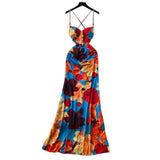 Fongt Design Heartened Machine Hollow Bare Back Sling Folds To The Waist-To-Wear Dress Women's Holiday Dress