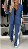 Fongt Casual Black And White Striped Suit Suit Women's Clothing