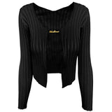 Fongt 2023 Explosion Sweater Woman Sexy Deep V Gold Standard Long-Sleeved Knitted