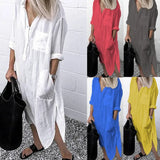 Solid Color Cotton Blend Simple Long Shirt Women's
