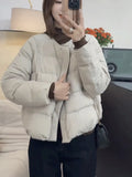 Round Collar Contracted White Duck Down Short Down Jacket Female Winter New Small Loose Show Thin And Thick Warm Coat-Outfit