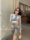 Fongt Xixi 2025 Autumn White Standard Temperament Wool High-Collar Lace Bottom-Up Lady With Top Dress Woman 25389