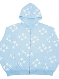 Oversized Star Print Zip Up Hoodie-Outfit