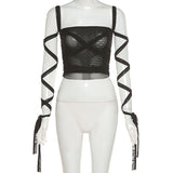 Dark Y2k Gothic Punk Black Women Camis Lace Up Backless Bodycon Crop Tops Emo Alternative Clothes Fashion Summer