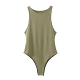 women sexy solid o neck sleeveless bodysuit big stretchy european fashion shirt playsuit