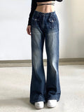 Jeans Women Streetwear Low Rise Bootcut Mom Jeans Grunge Black Slim Denim Pants Harajuku Boyfriend Basic Y2k