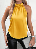 New Summer Satin Vest Women's Solid Color Shoulder-Hanging Sleeveless Blouse-Outfit