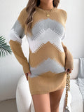 Fongt Shooting 2025 Autumn And Winter Casual Coloring Lantern Sleeve Sweater Dress Women's Clothing