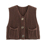 Fongt Women's Explosive Coarse Knitted Vest Cardigan